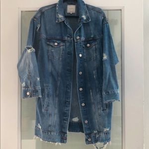 Zara oversized distressed denim jacket